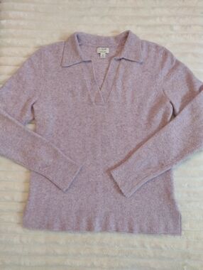 J Crew Womens XS Sweater Extra Soft Collared Polo Heathered Lavender Wool Blend